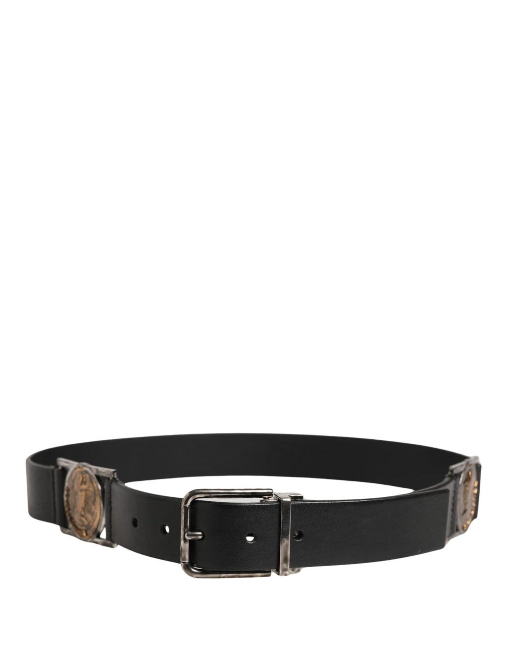 Dolce & Gabbana Men's Black Classic Leather Belt with Metal Buckle