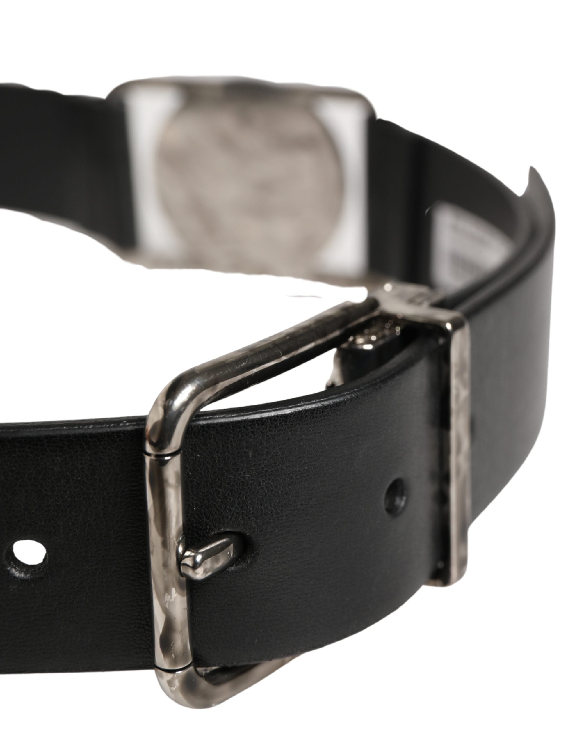 Dolce & Gabbana Men's Black Classic Leather Belt with Metal Buckle
