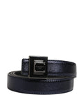 Dolce & Gabbana Men's Black Leather Buckle, Classic, Square