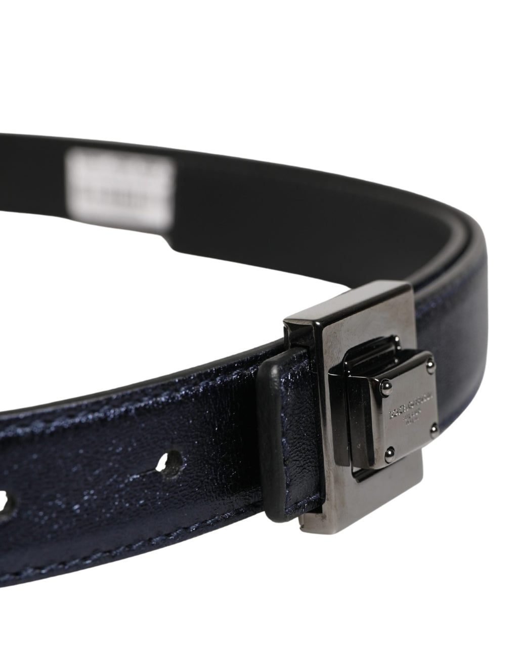 Dolce & Gabbana Men's Black Leather Buckle, Classic, Square