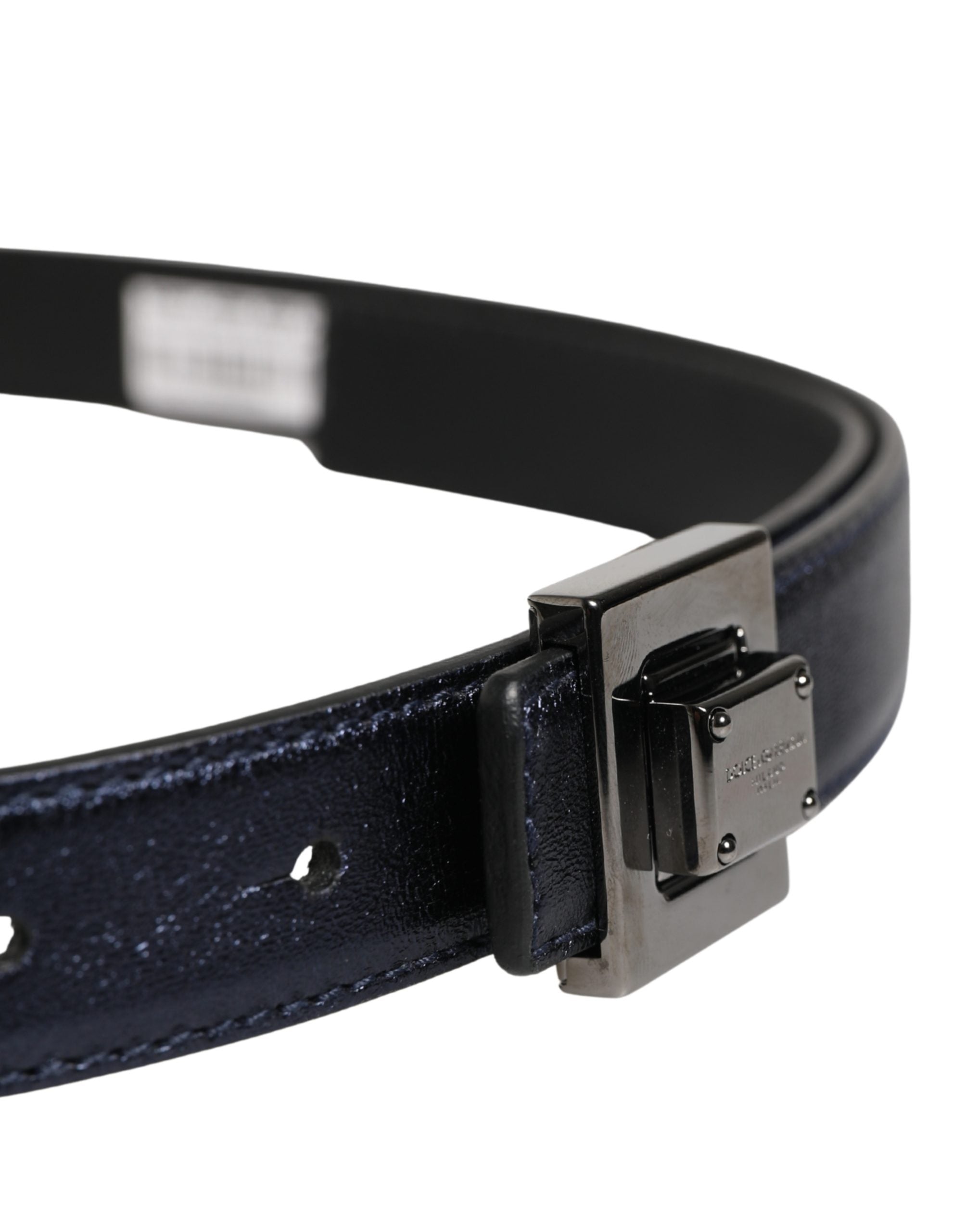 Dolce & Gabbana Men's Black Leather Buckle, Classic, Square
