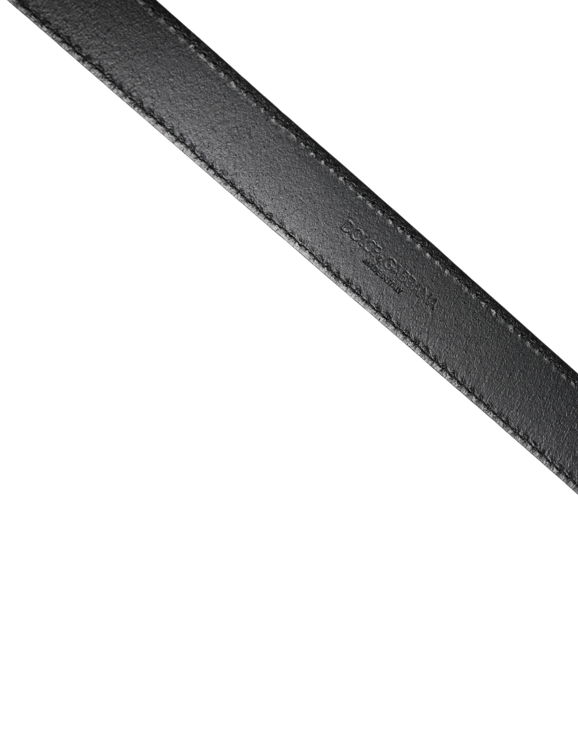 Dolce & Gabbana Men's Black Leather Buckle, Classic, Square