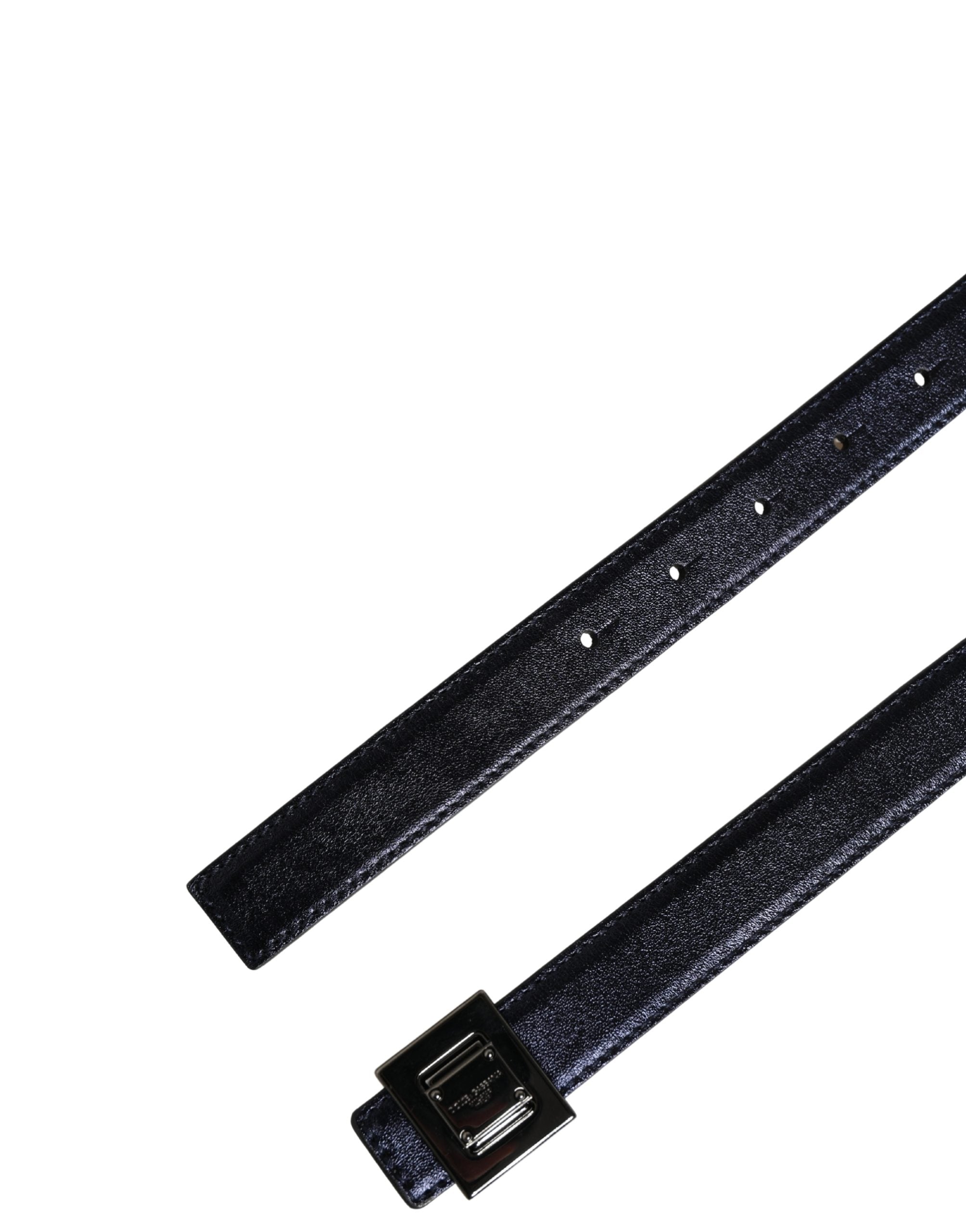 Dolce & Gabbana Men's Black Leather Buckle, Classic, Square