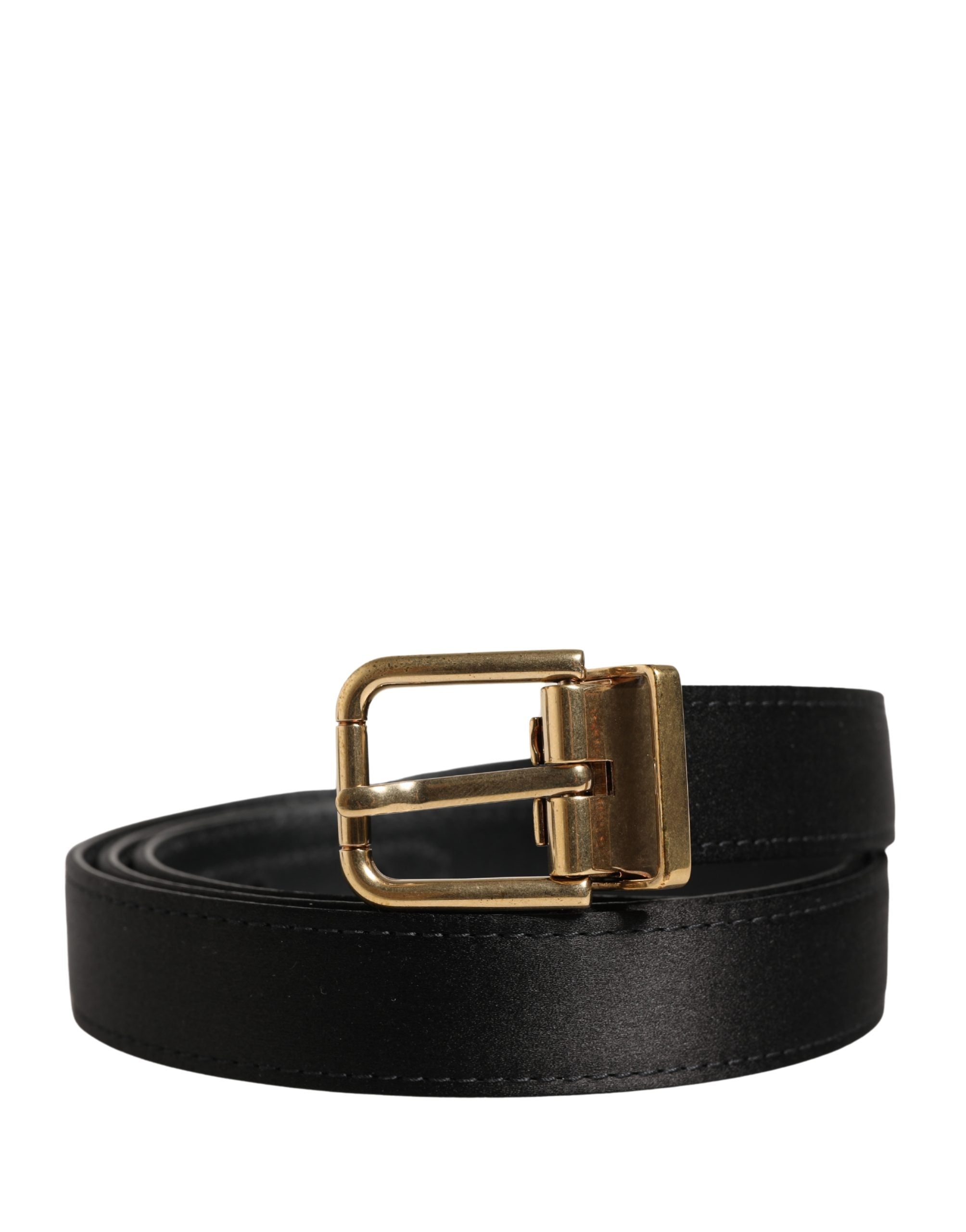Dolce & Gabbana Men's black viscose belt with metal buckle