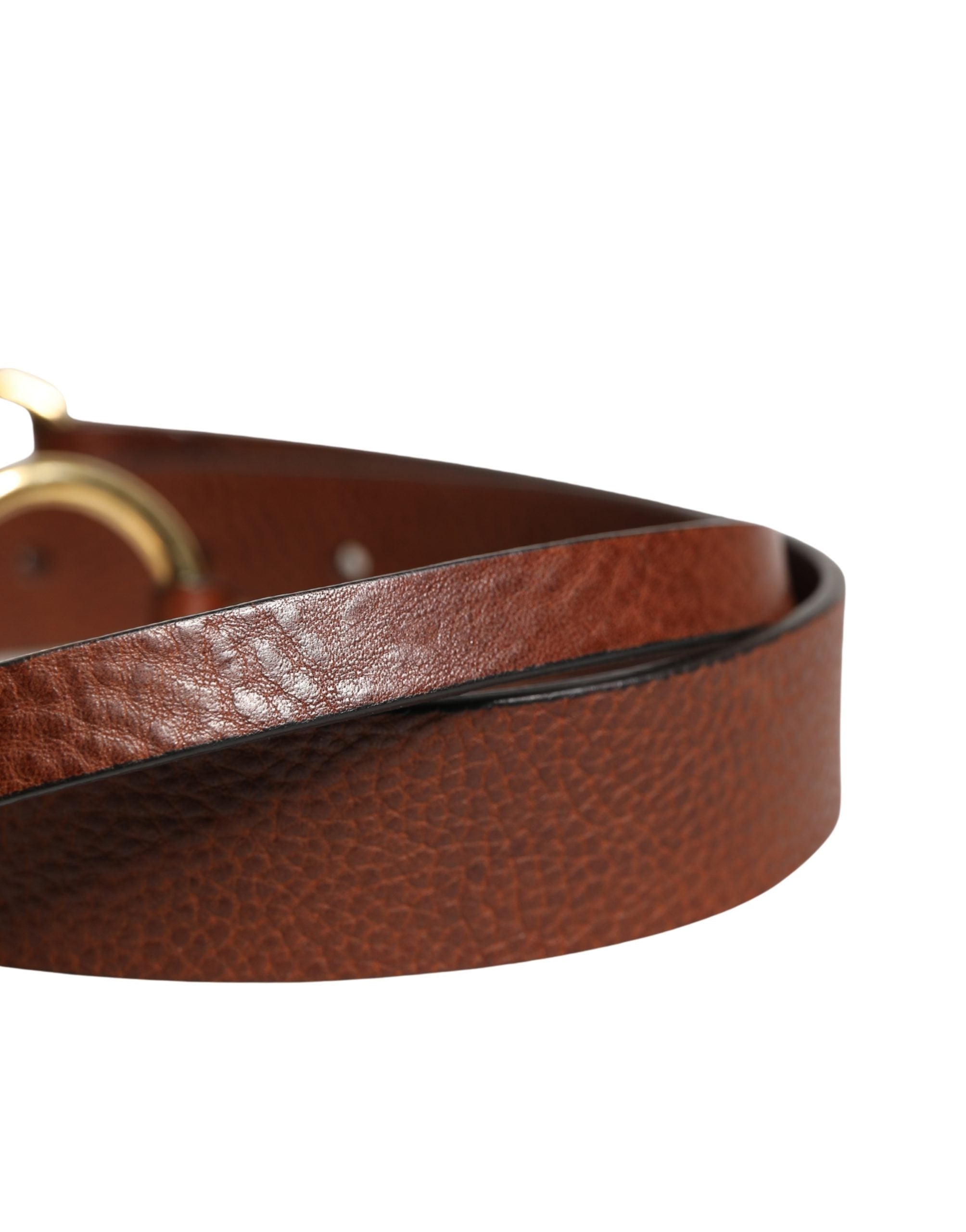 Dolce & Gabbana Men's Brown Leather Belt with Classic Metal Buckle