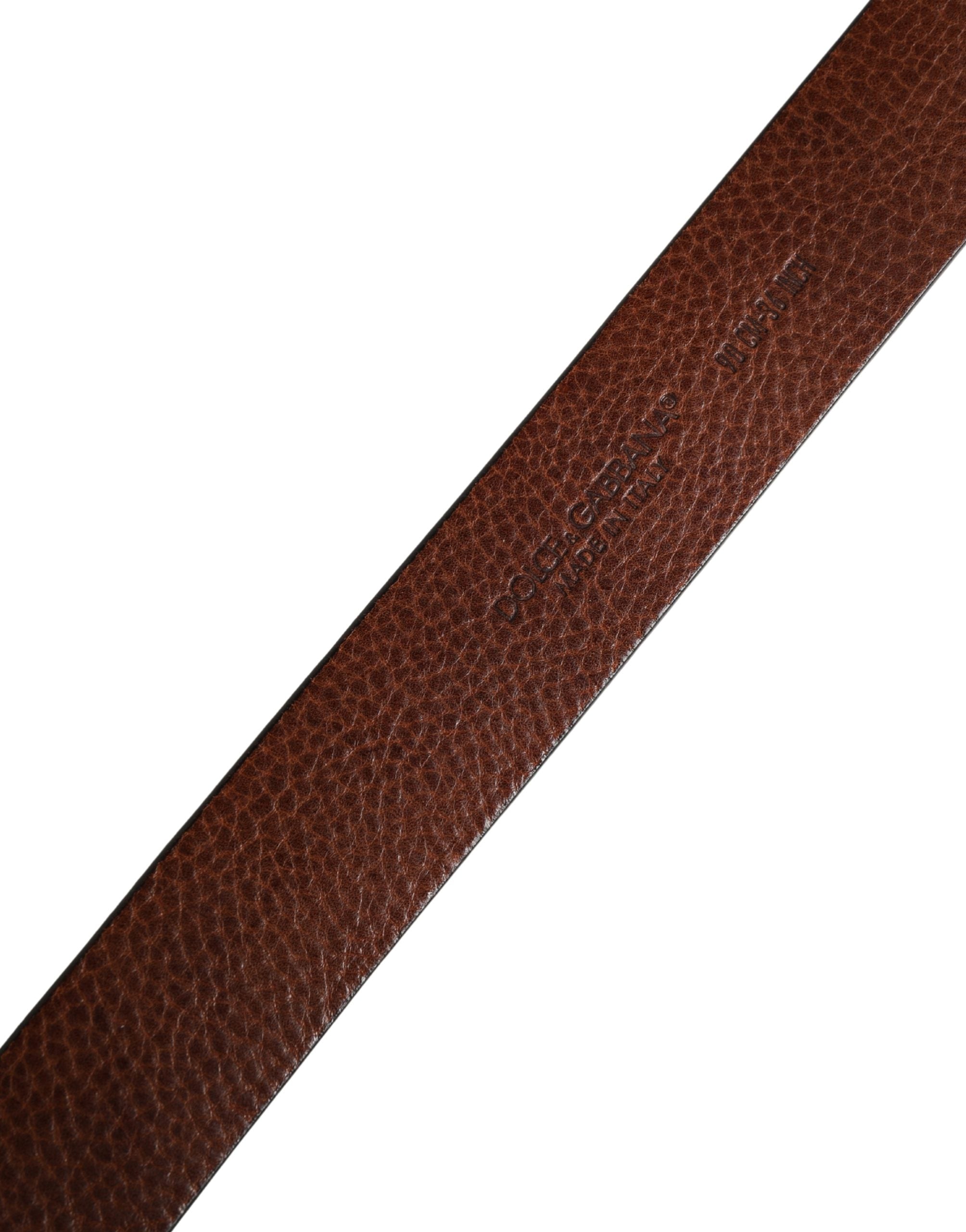 Dolce & Gabbana Men's Brown Leather Belt with Classic Metal Buckle