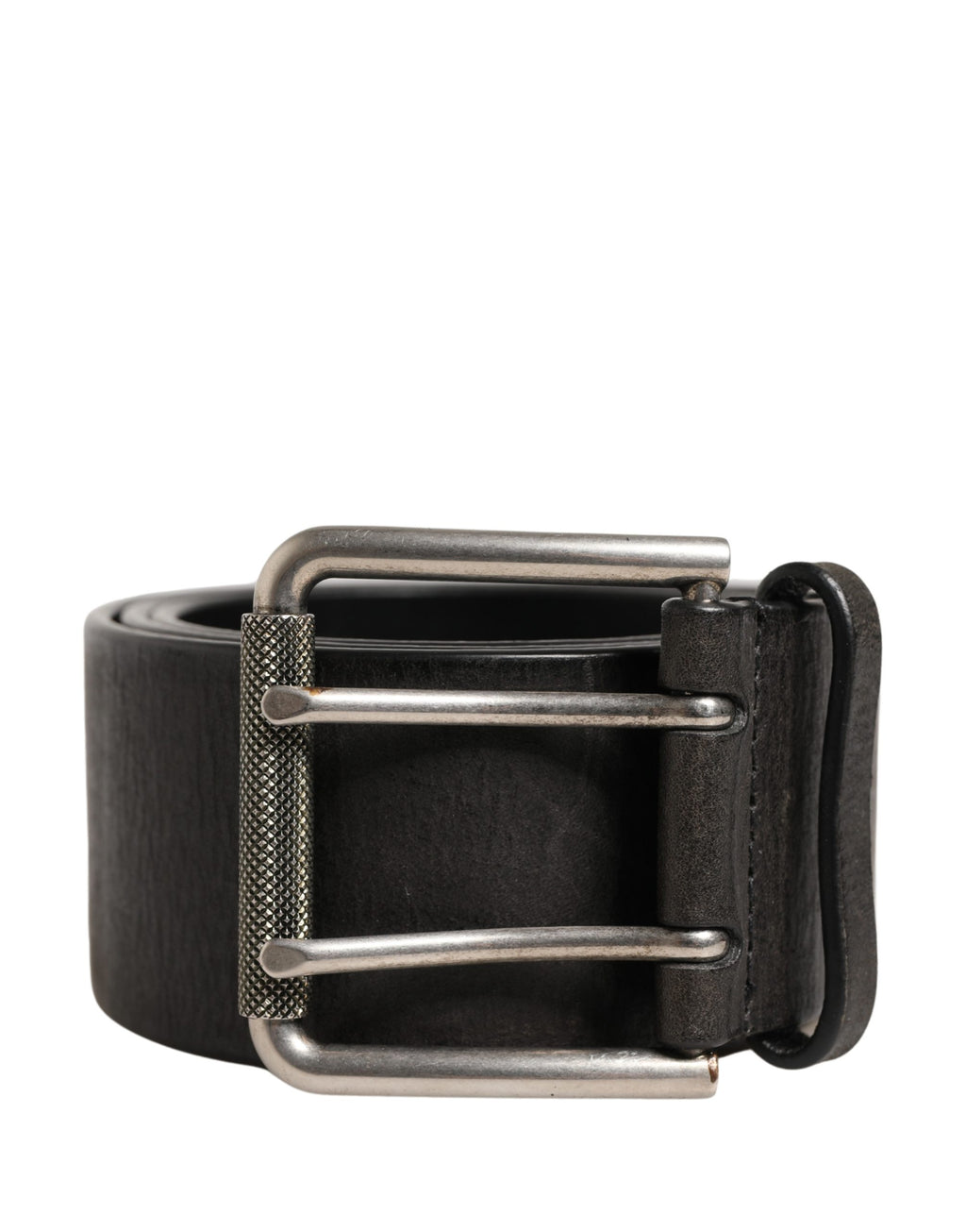 Dolce & Gabbana Herrenschließe aus schwarzem Leder mit Metallschnalle