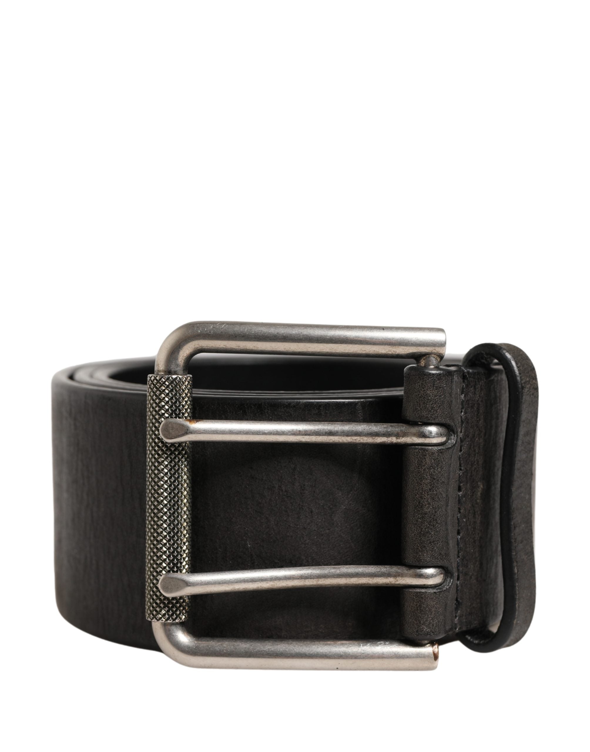 Dolce & Gabbana Herrenschließe aus schwarzem Leder mit Metallschnalle