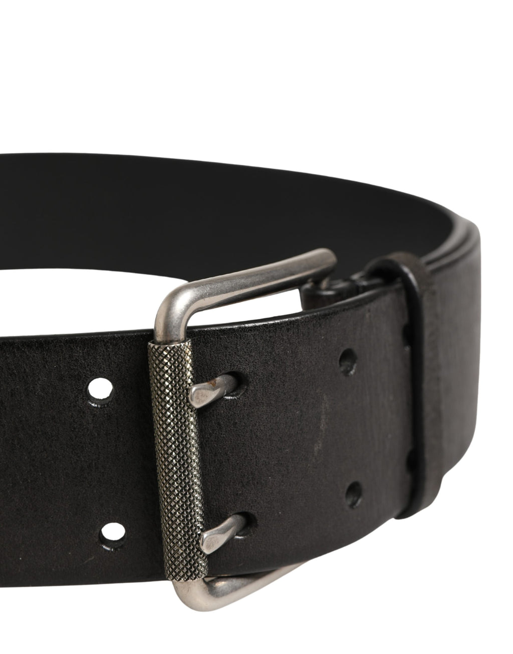 Dolce & Gabbana Herrenschließe aus schwarzem Leder mit Metallschnalle