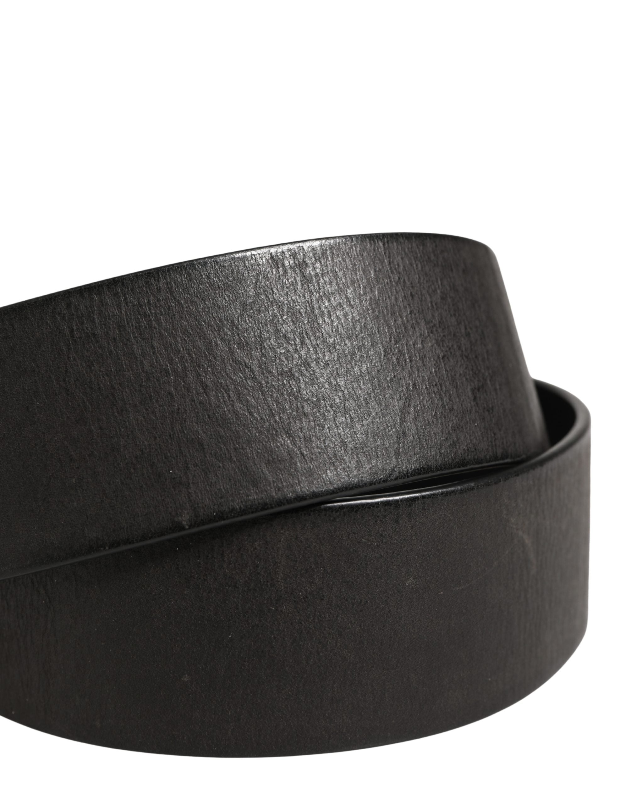 Dolce & Gabbana Herrenschließe aus schwarzem Leder mit Metallschnalle