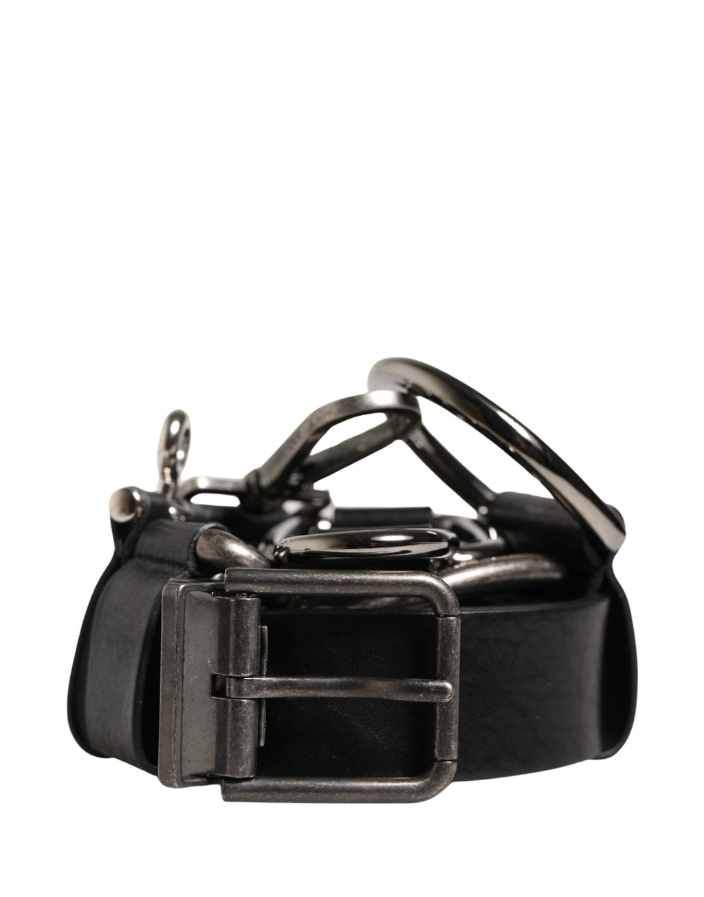 Dolce & Gabbana Schwarzer Gürtel aus Kalbsleder mit silberner Metallschnalle