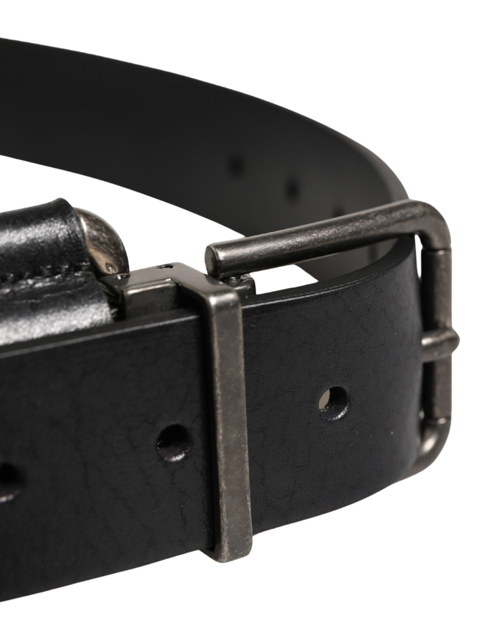 Dolce & Gabbana Schwarzer Gürtel aus Kalbsleder mit silberner Metallschnalle