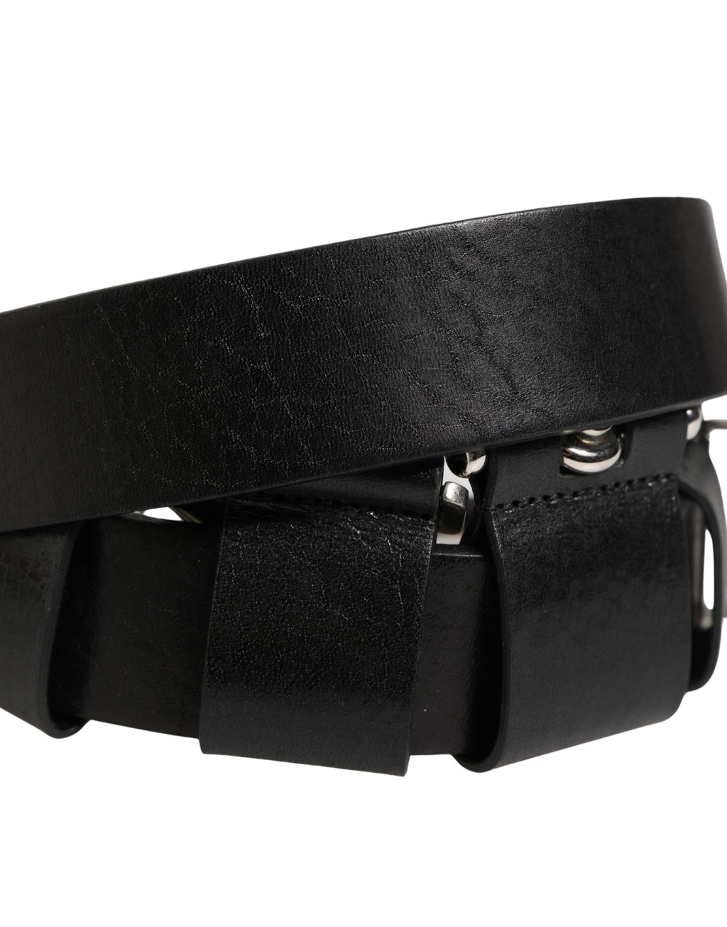 Dolce & Gabbana Schwarzer Gürtel aus Kalbsleder mit silberner Metallschnalle