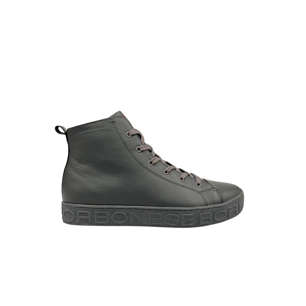 Borbonese Grauer Sneaker aus echtem Leder für Herren