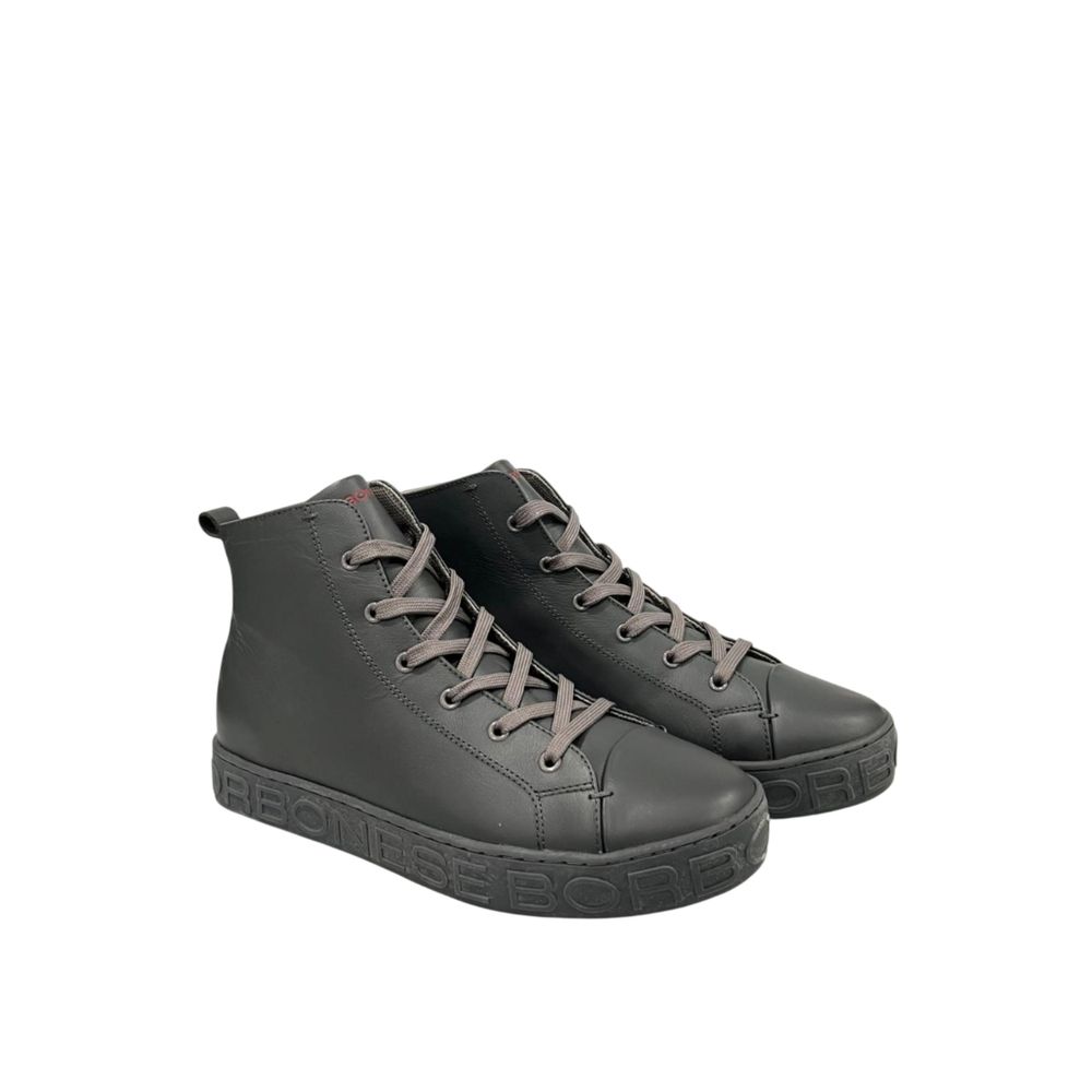 Borbonese Grauer Sneaker aus echtem Leder für Herren