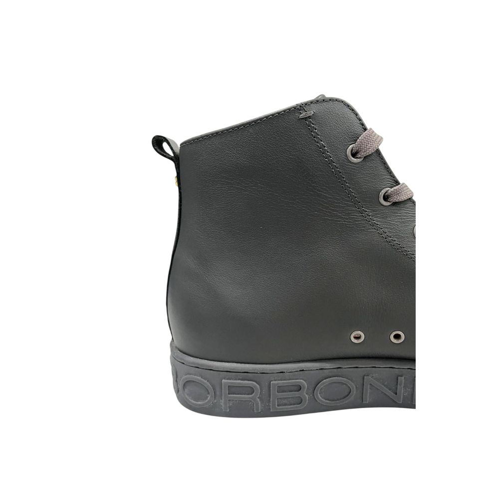 Borbonese Grauer Sneaker aus echtem Leder für Herren