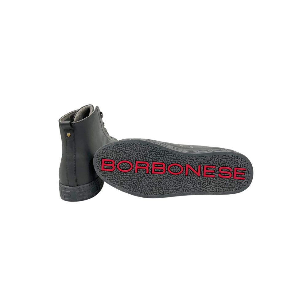 Borbonese Grauer Sneaker aus echtem Leder für Herren
