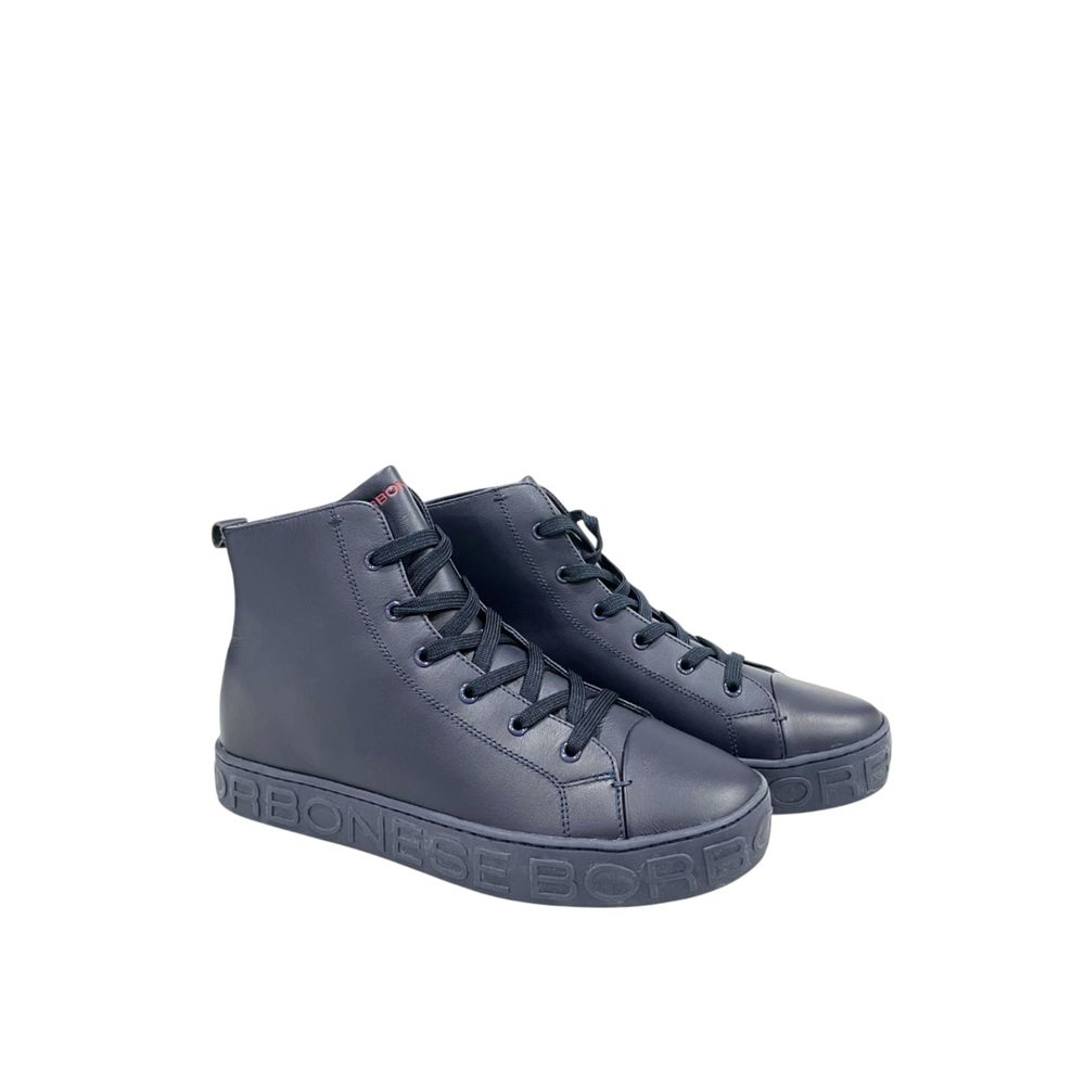 Borbonese Men's Blue Genuine Leather Sneakers