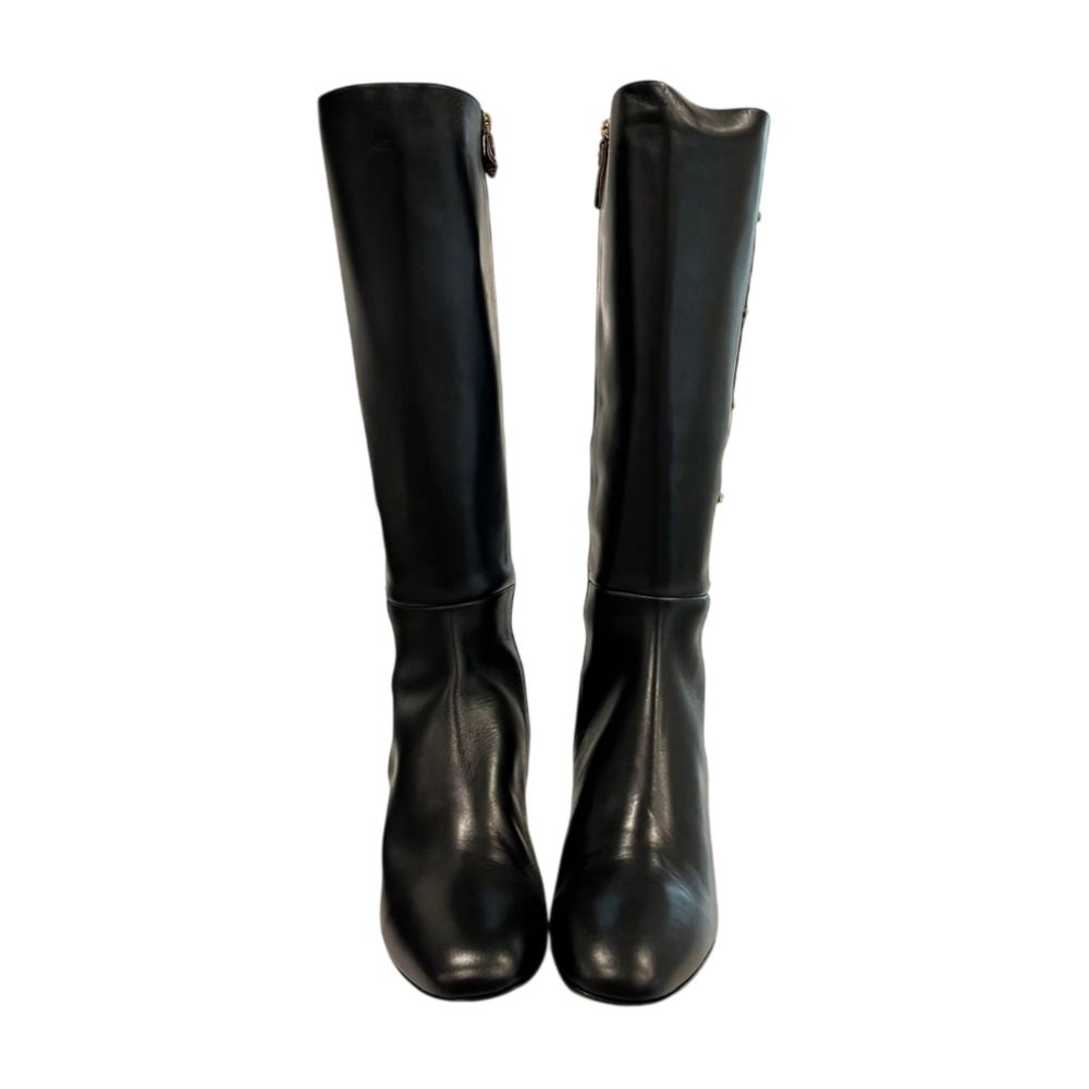 Borbonese Schwarzer Leder Damenstiefel