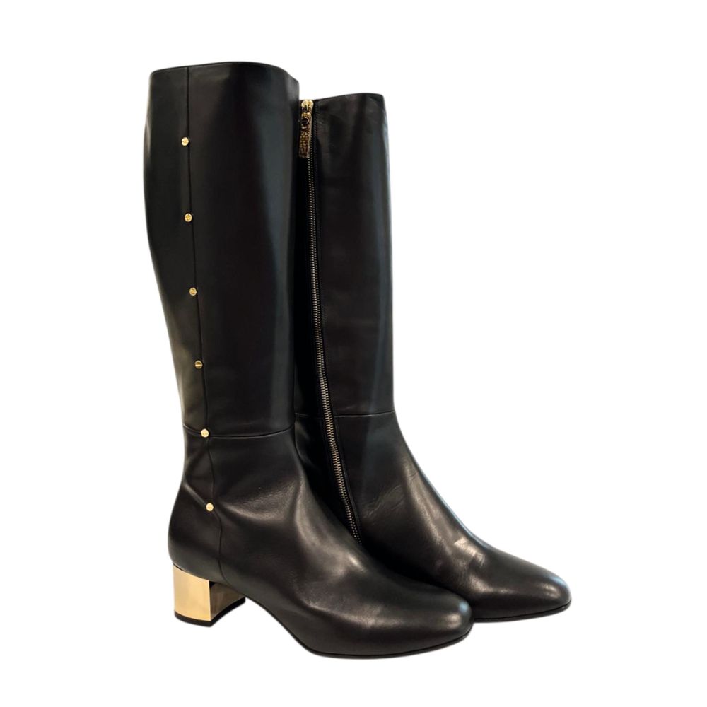 Borbonese Schwarzer Leder Damenstiefel