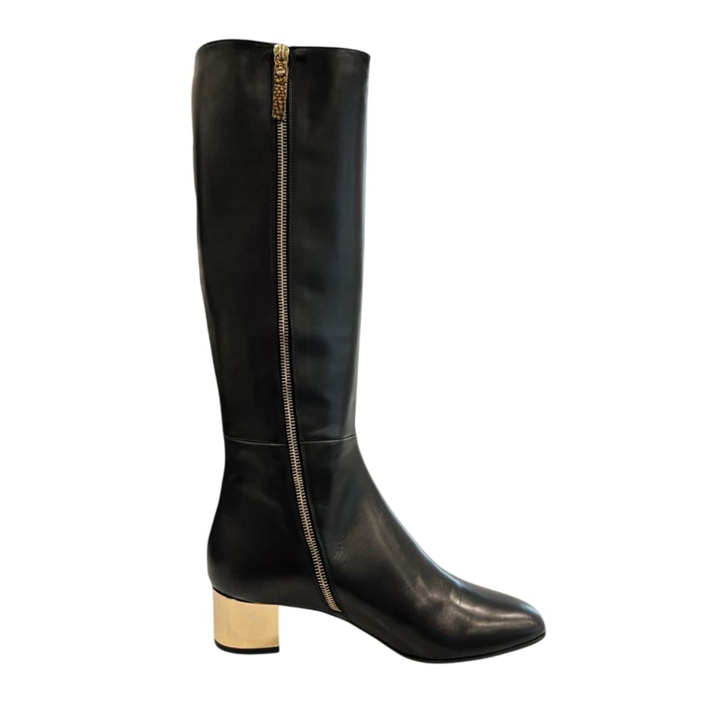Borbonese Schwarzer Leder Damenstiefel