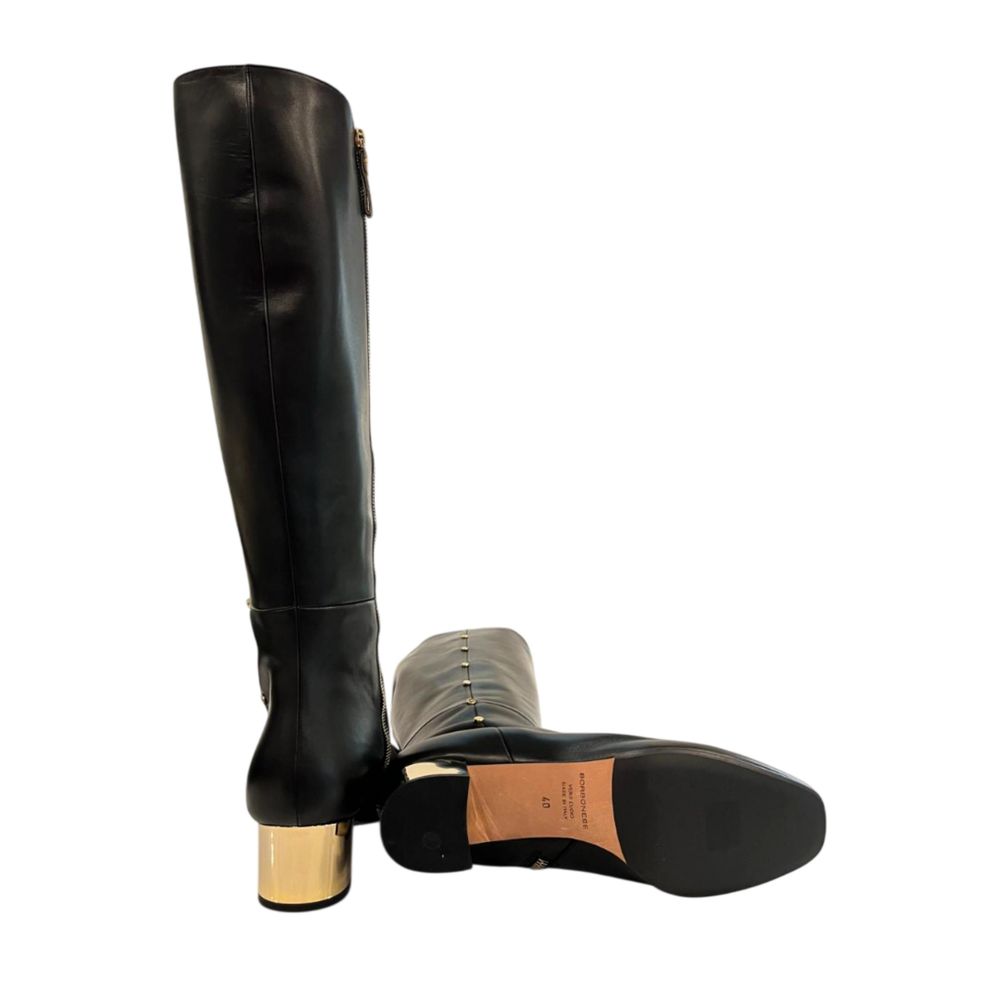 Borbonese Schwarzer Leder Damenstiefel