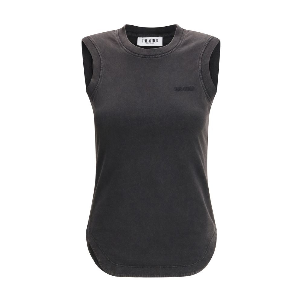 The Attico Black Sleeveless Cotton T-Shirt