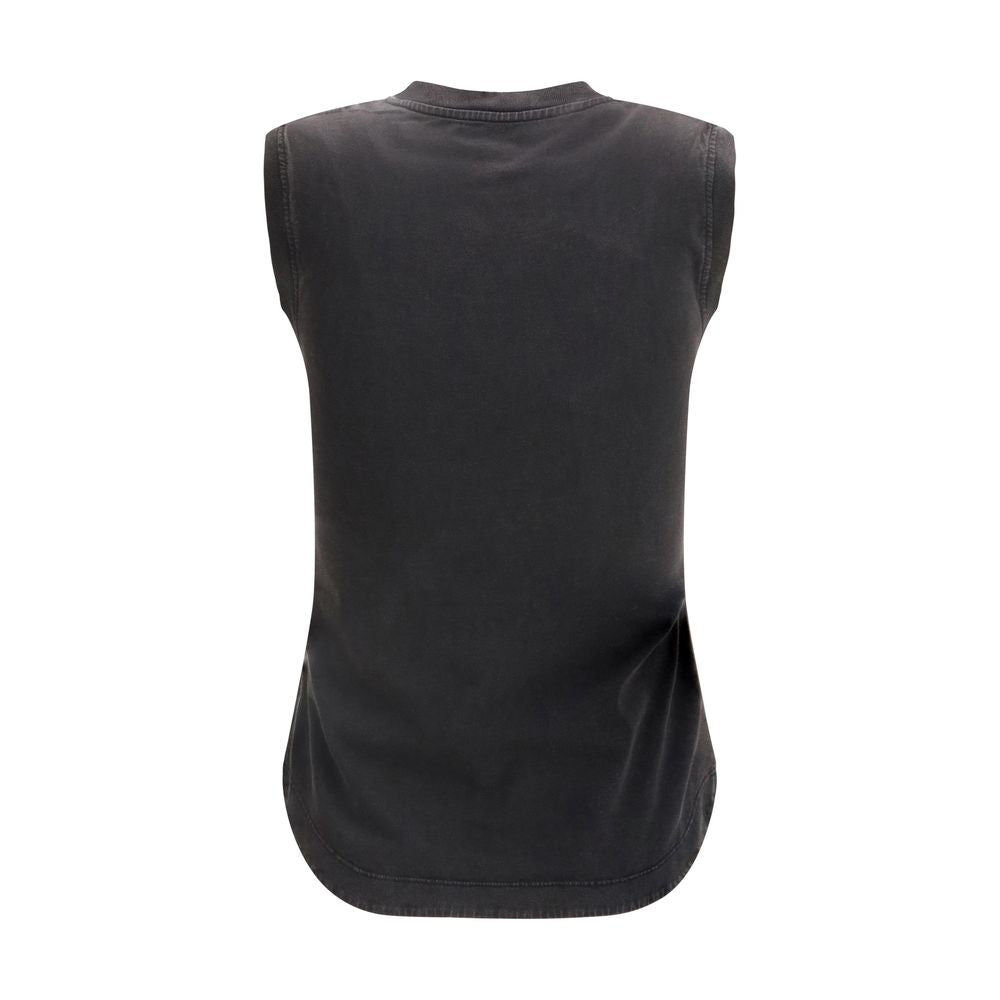 The Attico Black Sleeveless Cotton T-Shirt