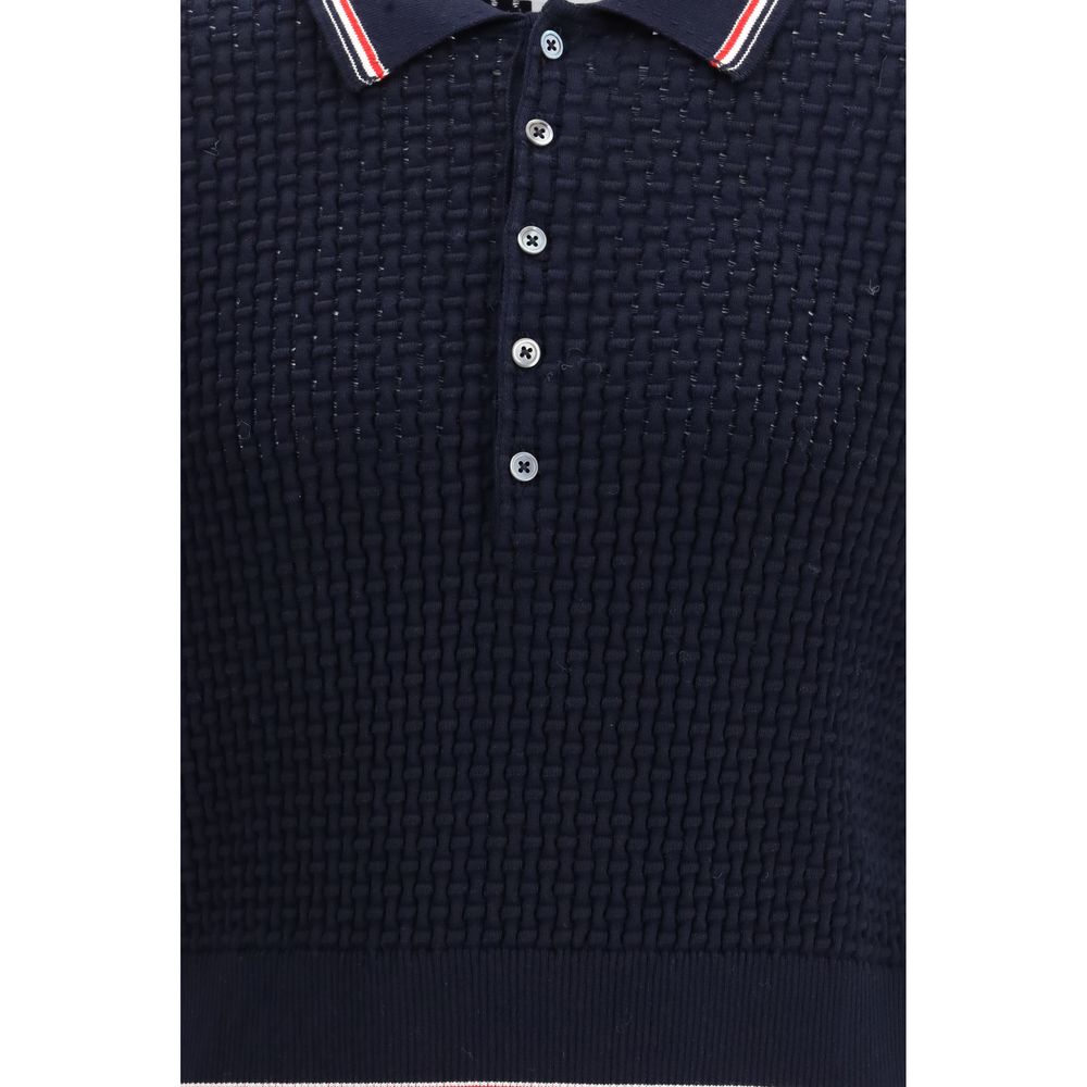 Thom Browne Blaues Baumwoll-Polohemd