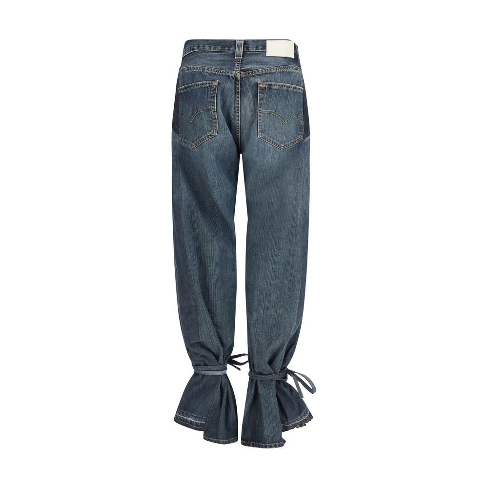 E.L.V. DENIM Grey Straight-Leg Cotton Jeans
