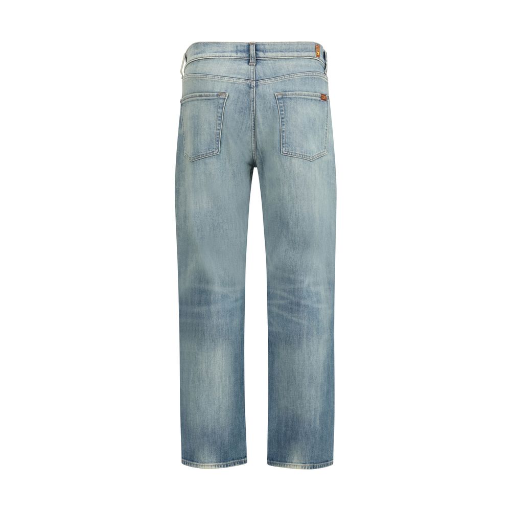 7FOR Blue Relaxed Fit Cotton Jeans