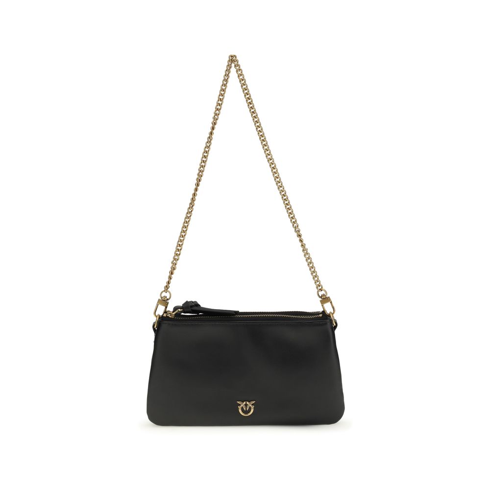 PINKO Schwarze Bos Taurus Kalbsleder Schultertasche