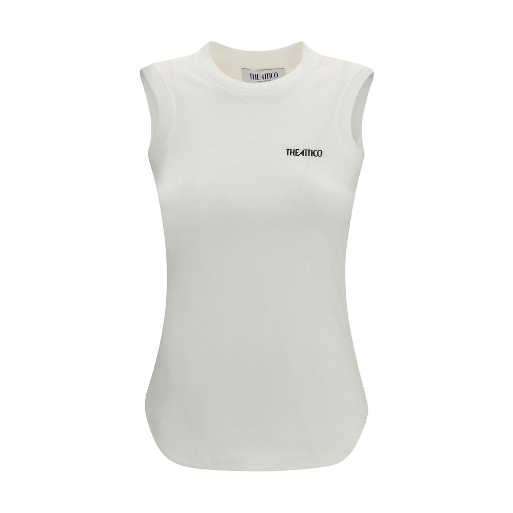 The Attico Weißes ärmelloses Baumwoll-T-Shirt