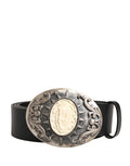 Dolce & Gabbana Black Calfskin Belt with Embellished Metal Buckle