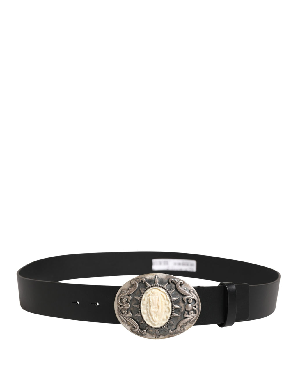 Dolce & Gabbana Black Calfskin Belt with Embellished Metal Buckle