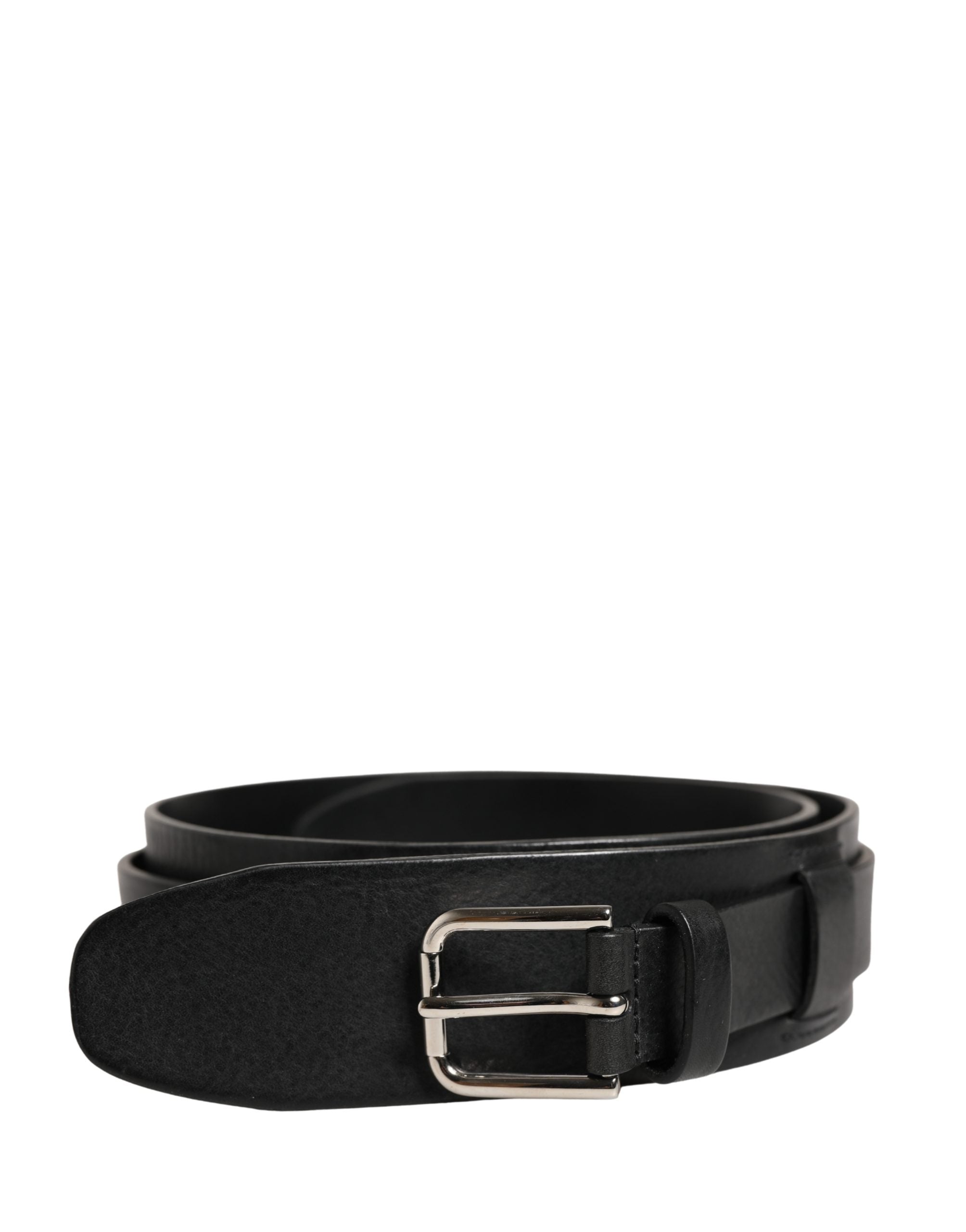 Dolce & Gabbana Herrenschließe aus schwarzem Leder mit Metallschnalle