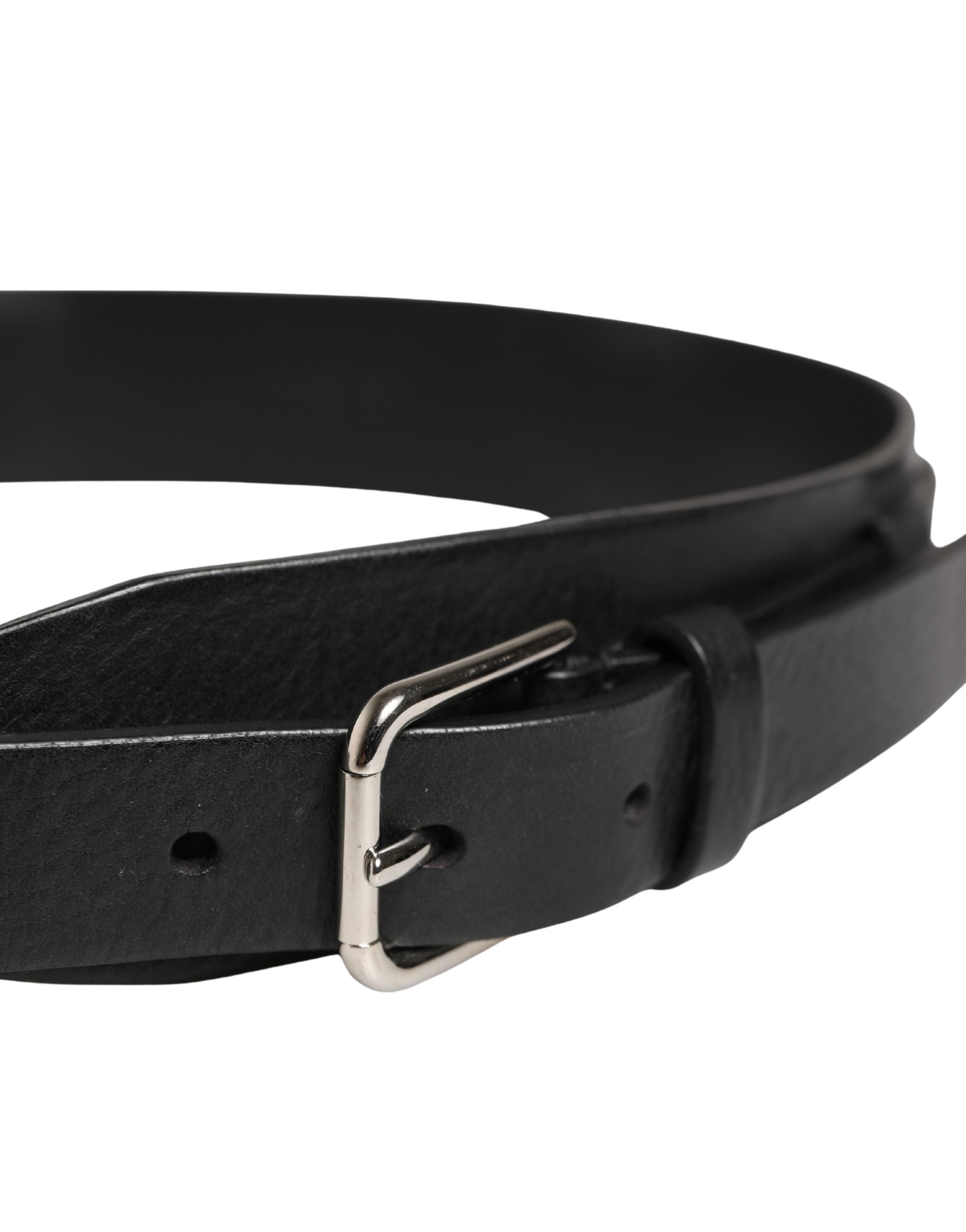 Dolce & Gabbana Herrenschließe aus schwarzem Leder mit Metallschnalle
