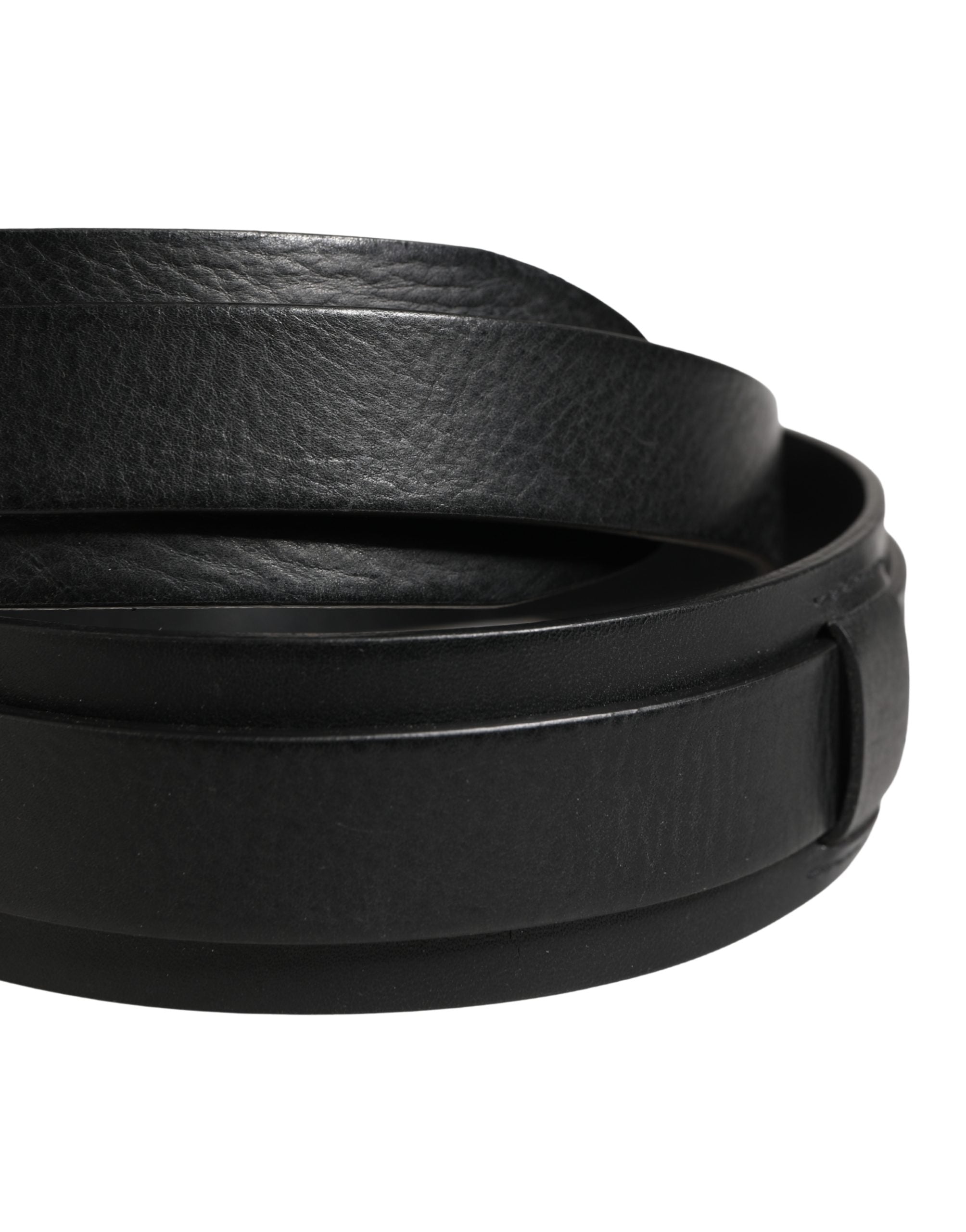 Dolce & Gabbana Herrenschließe aus schwarzem Leder mit Metallschnalle