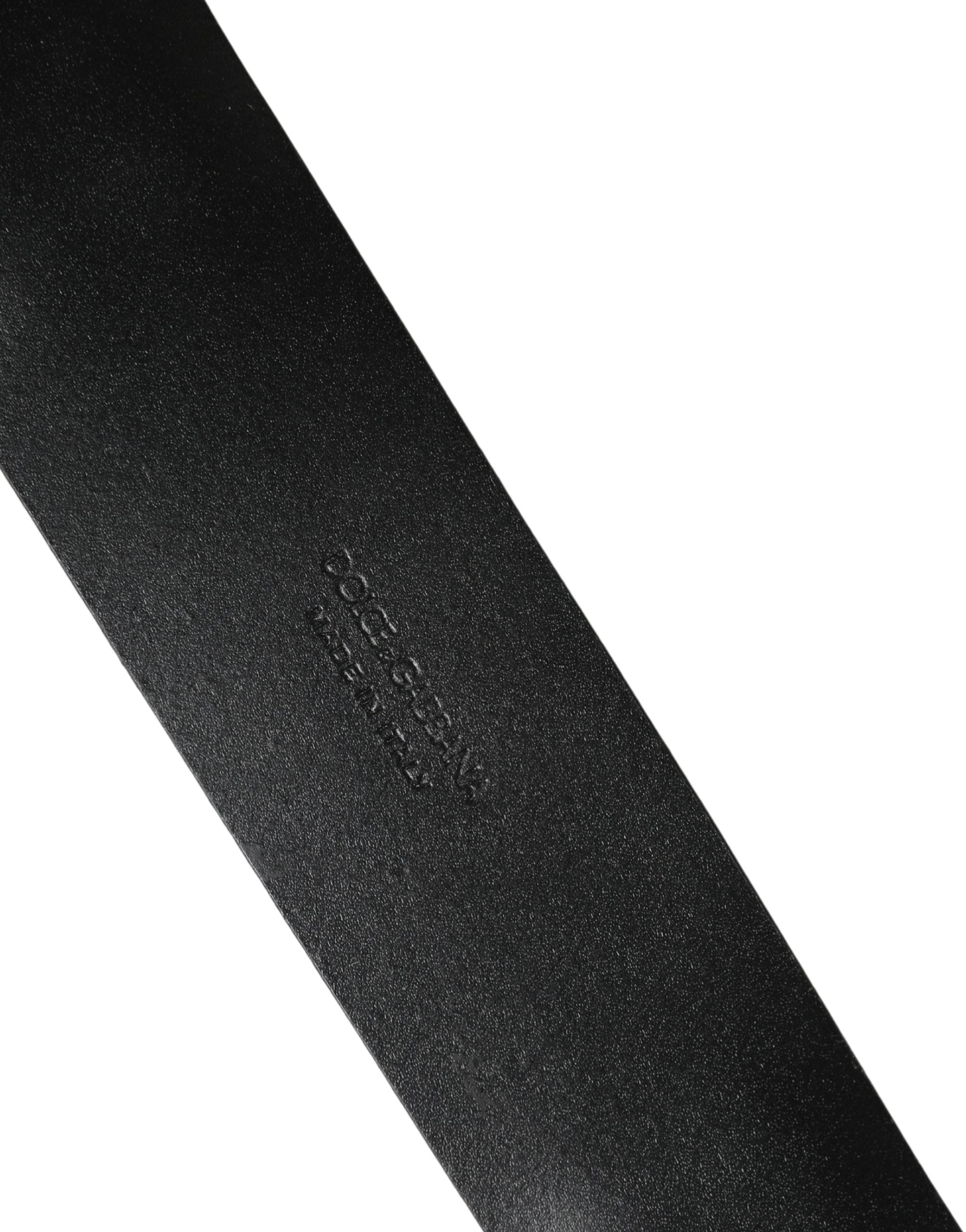 Dolce & Gabbana Herrenschließe aus schwarzem Leder mit Metallschnalle