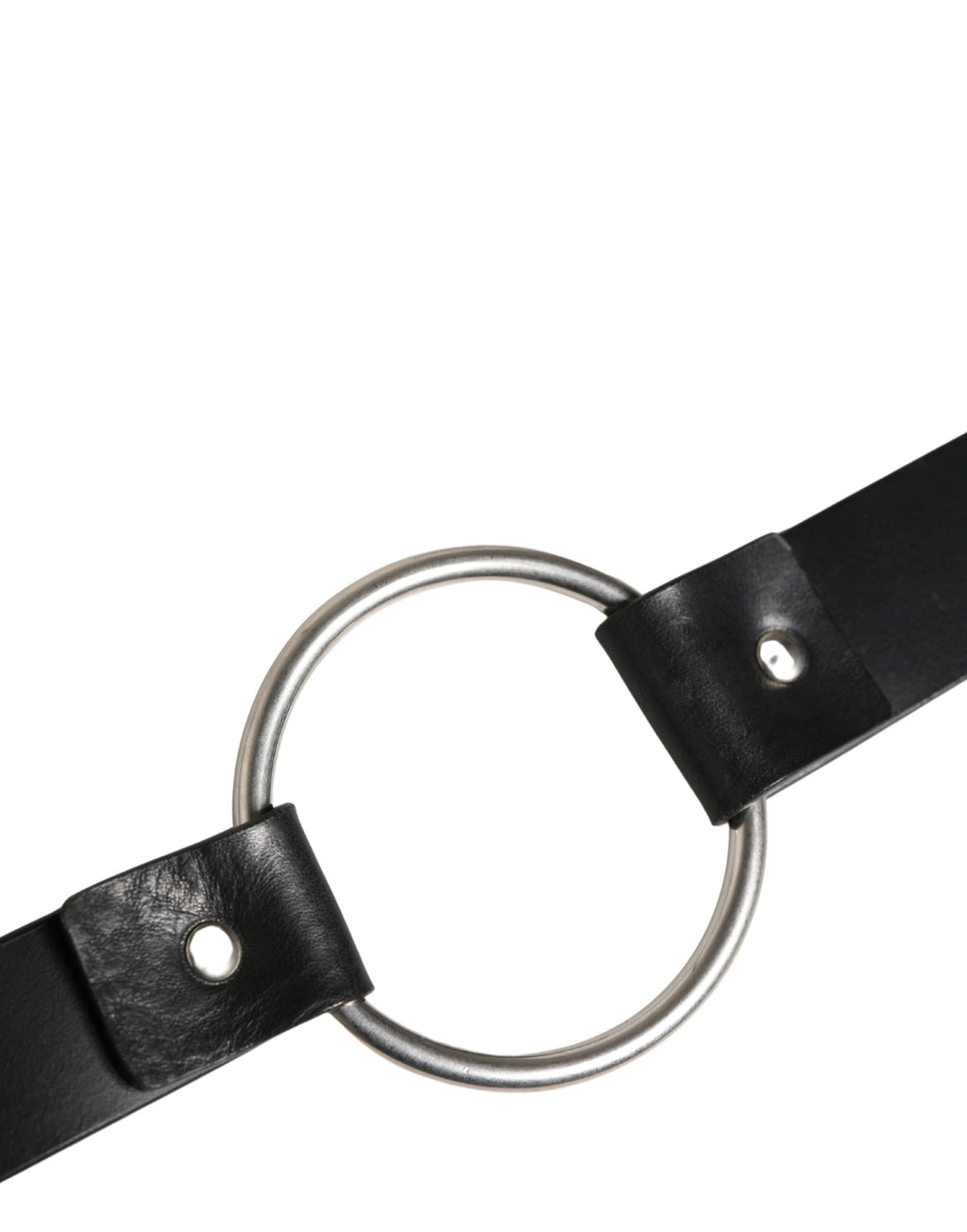 Dolce & Gabbana Black Leather Double Strap Belt with Silver Buckle