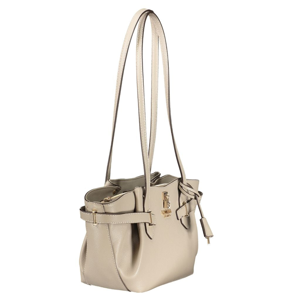 Guess Jeans Damen-Handtasche aus beigem Polyurethan