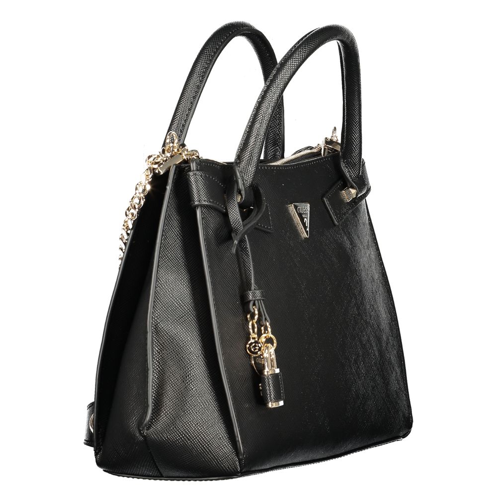Guess Jeans Schwarze Damen-Handtasche aus Polyurethan