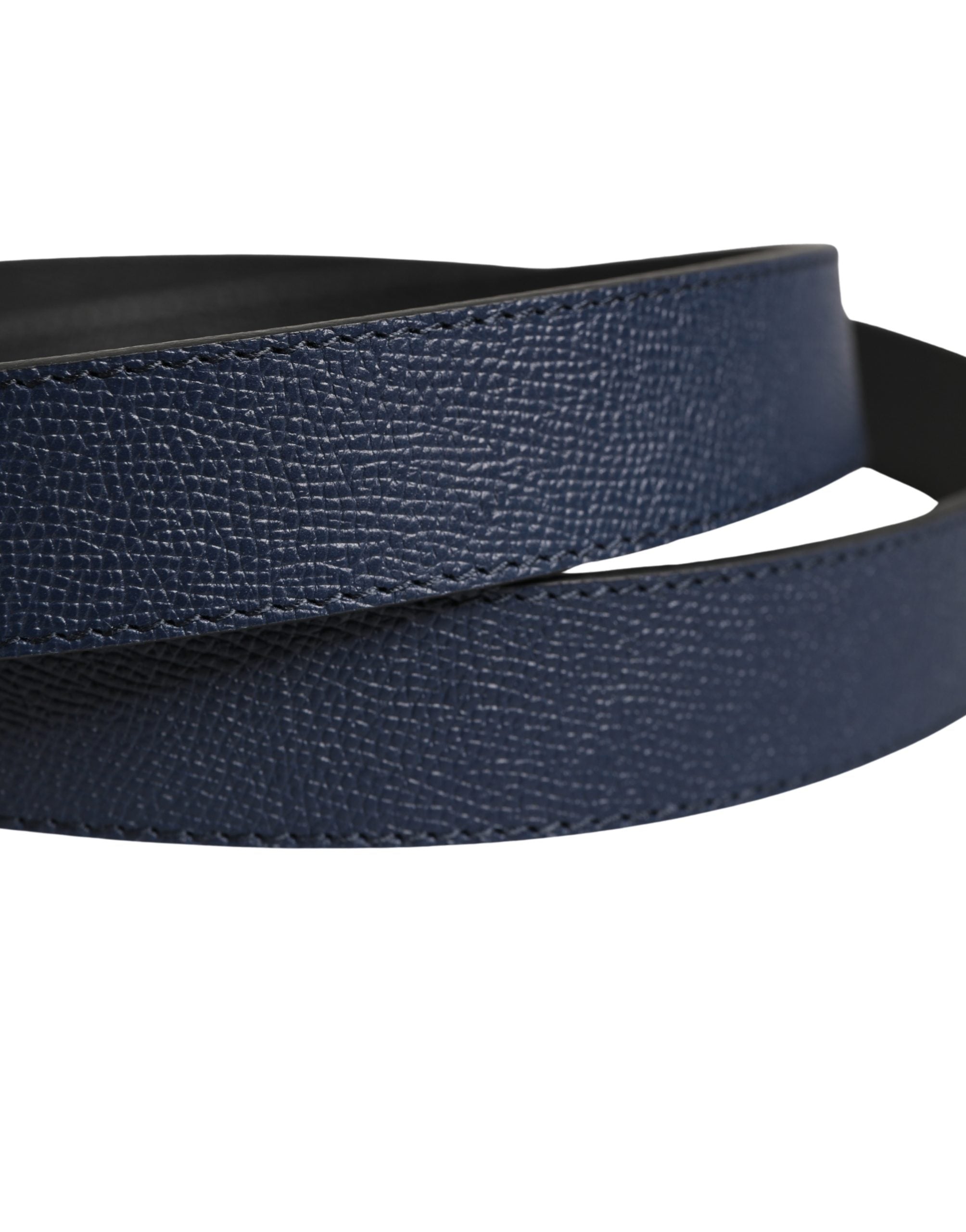 Dolce & Gabbana Herren Gürtel aus blauem Kalbsleder mit quadratischer Schnalle