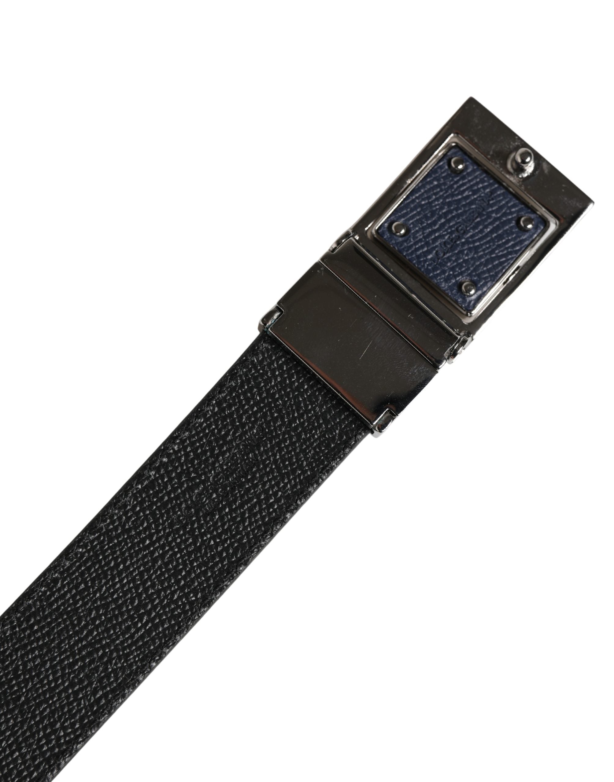 Dolce & Gabbana Herren Gürtel aus blauem Kalbsleder mit quadratischer Schnalle