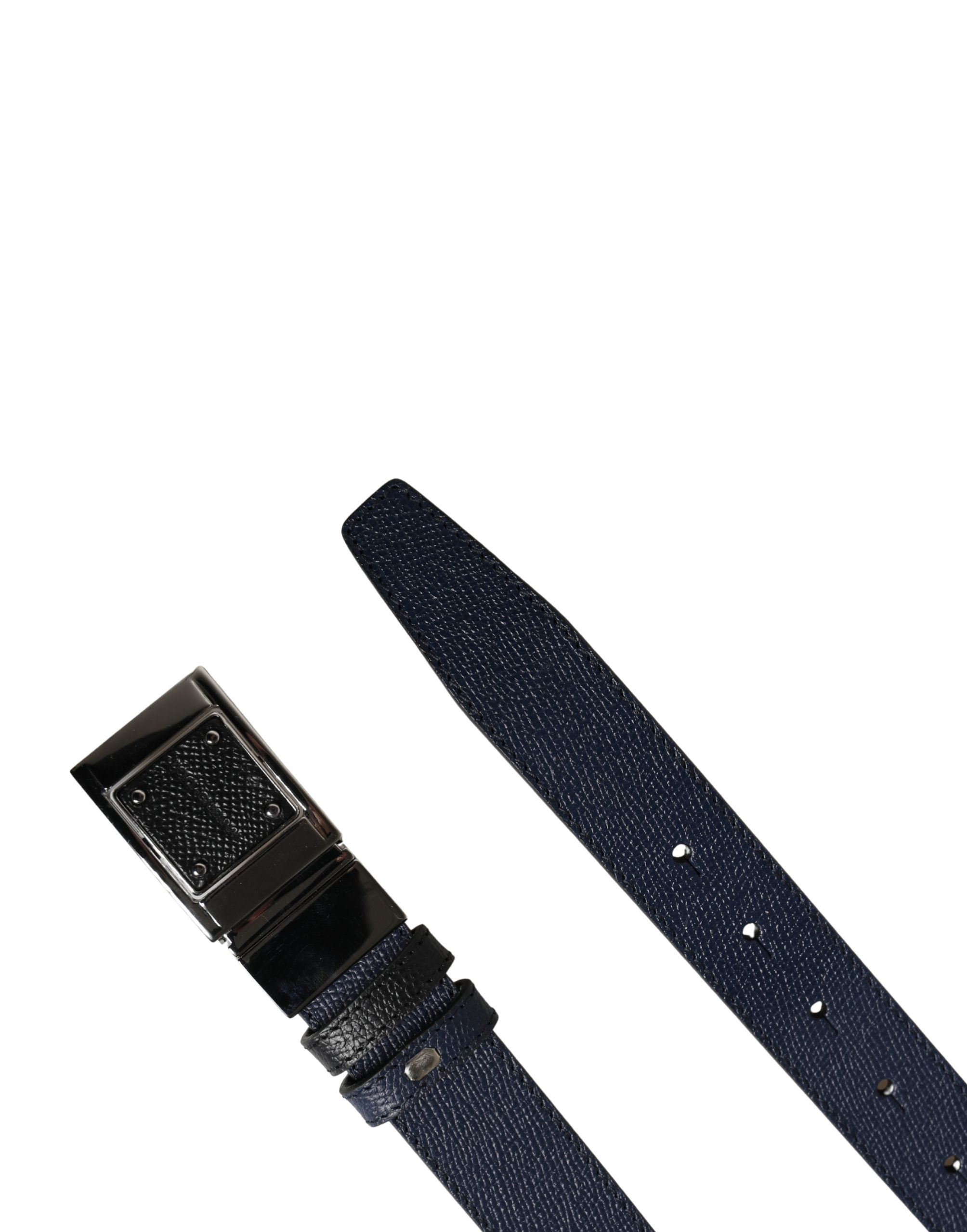 Dolce & Gabbana Herren Gürtel aus blauem Kalbsleder mit quadratischer Schnalle