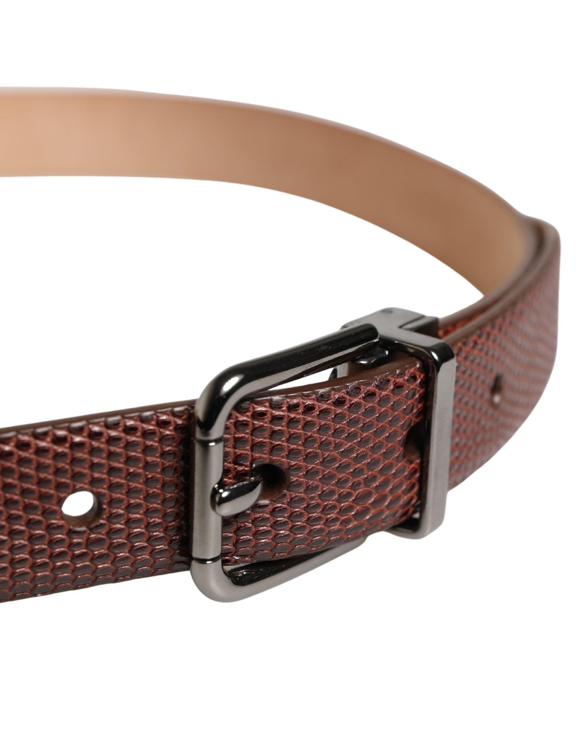 Dolce & Gabbana Herren Gürtel aus Ziegenleder in Braun mit Metallschnalle