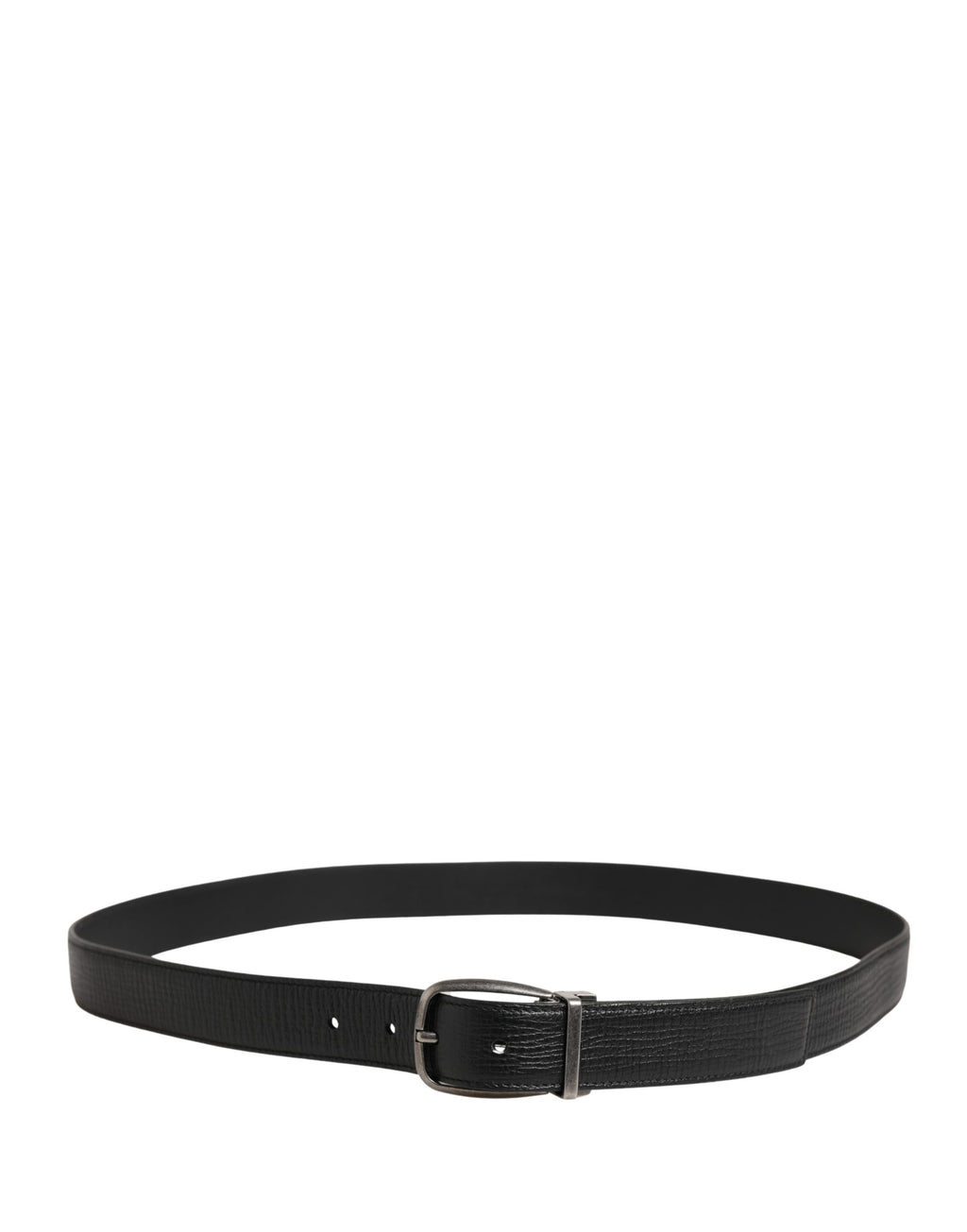Dolce & Gabbana Men's Black Leather Belt with Metal Buckle
