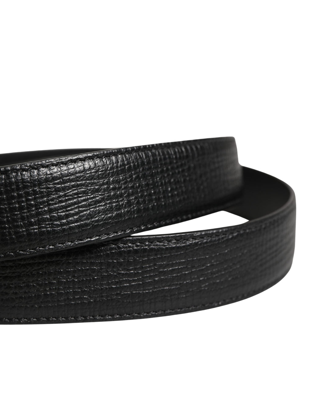 Dolce & Gabbana Men's Black Leather Belt with Metal Buckle