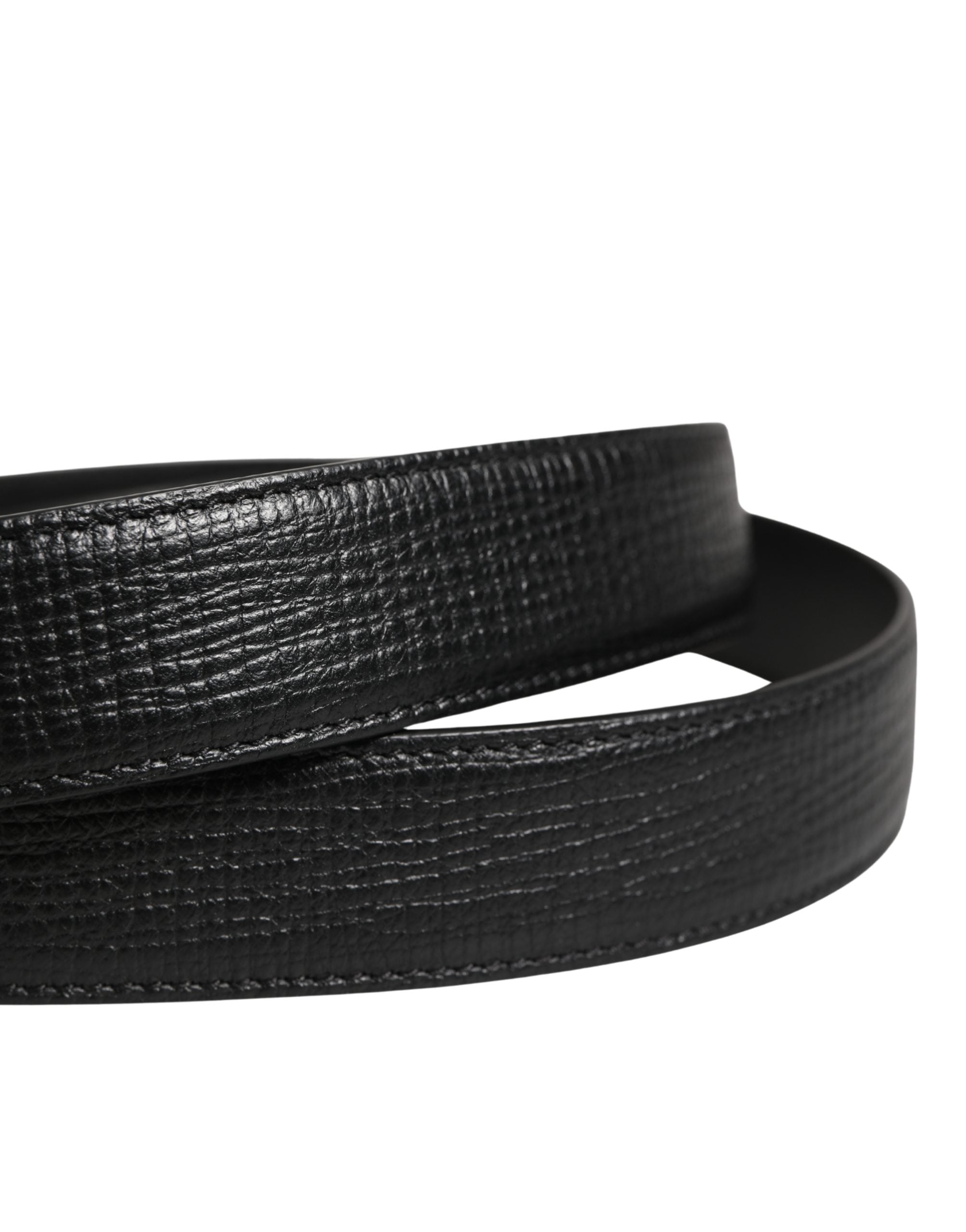Dolce & Gabbana Men's Black Leather Belt with Metal Buckle