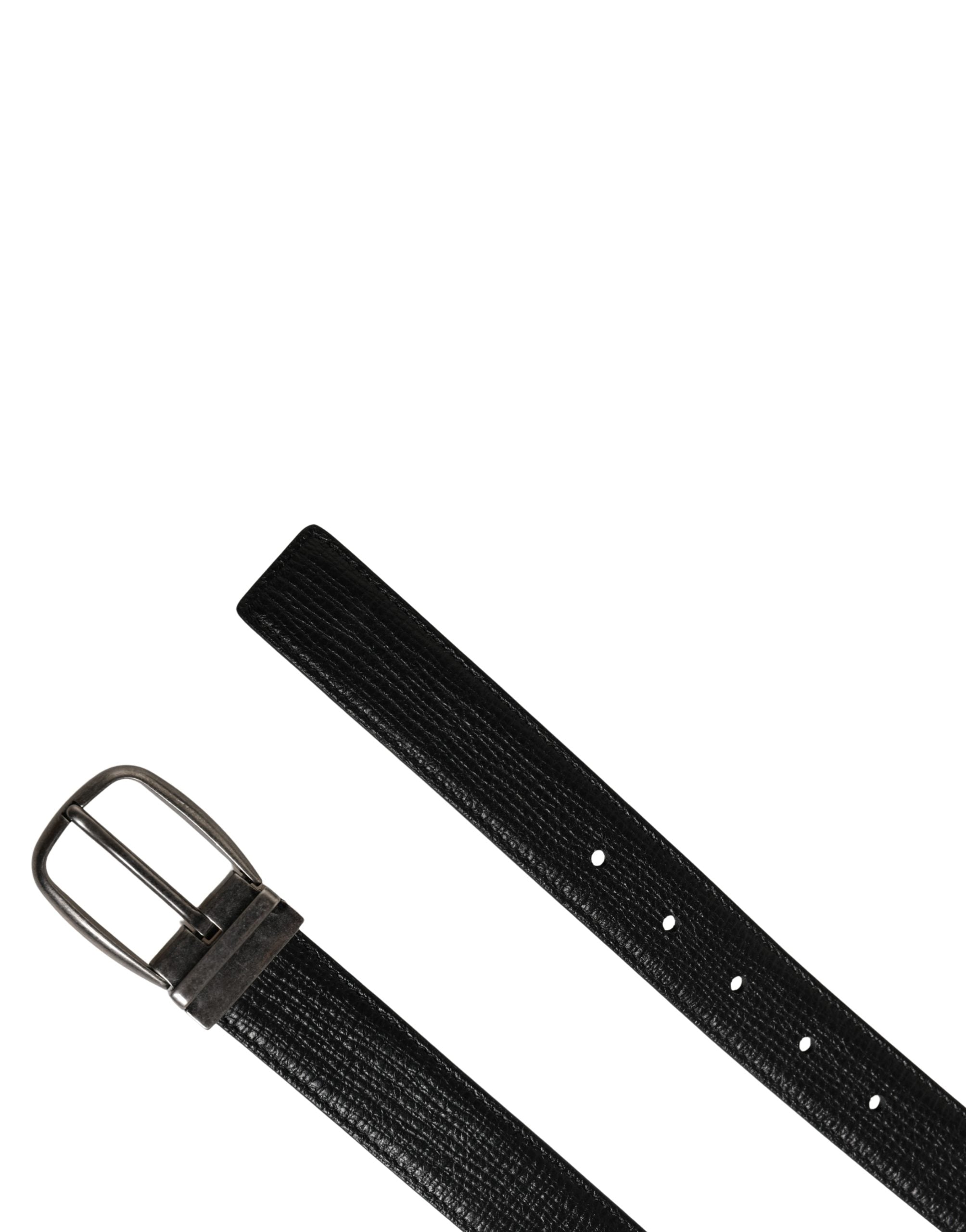 Dolce & Gabbana Men's Black Leather Belt with Metal Buckle